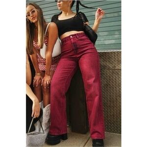 Social Tourist x Hollister Ultra High Rise Baggy Overdye Pink Jeans Denim